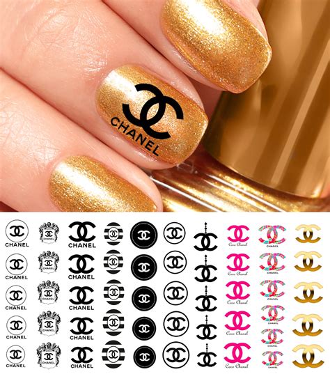 gold chanel nail decals|chanel toe nails.